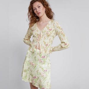 & Other Stories Tie Front Floral Cardigan